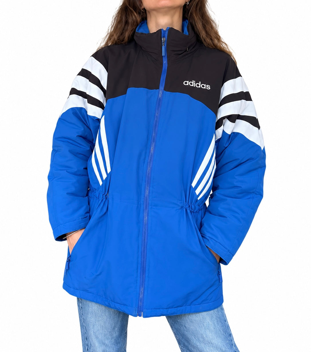 Veste Adidas vintage matelassée bleu noire