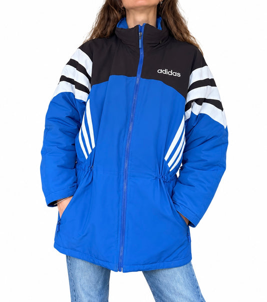 Veste Adidas vintage matelassée bleu noire