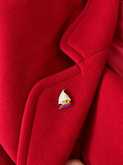 Manteau long vintage rouge laine cachemire