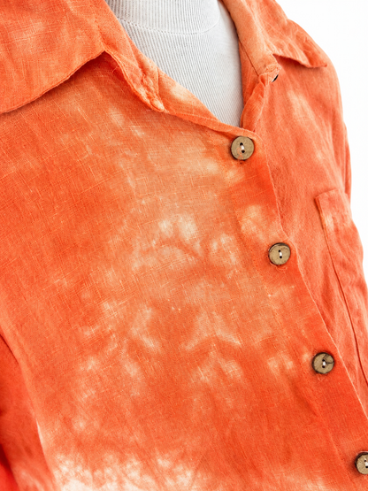 Robe chemise asymétrique lin tie dye
