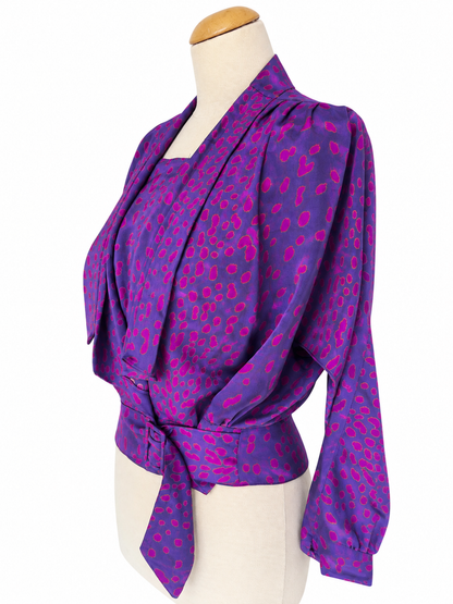 Blouse vintage trompe l’œil fushia