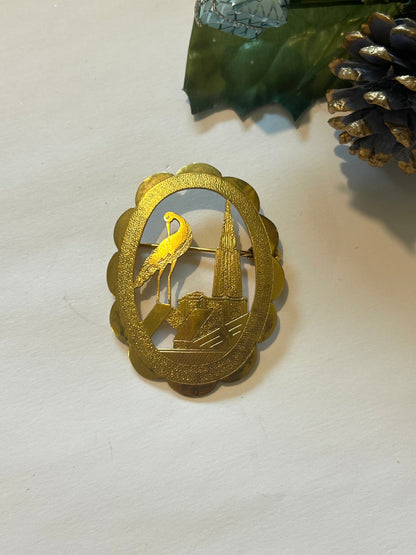 Broche cigogne d’Alsace métal doré vintage la friperie vintage 25