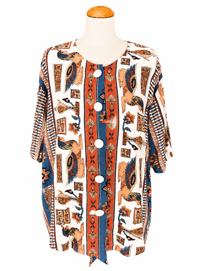 Blouse vintage imprimé égyptien