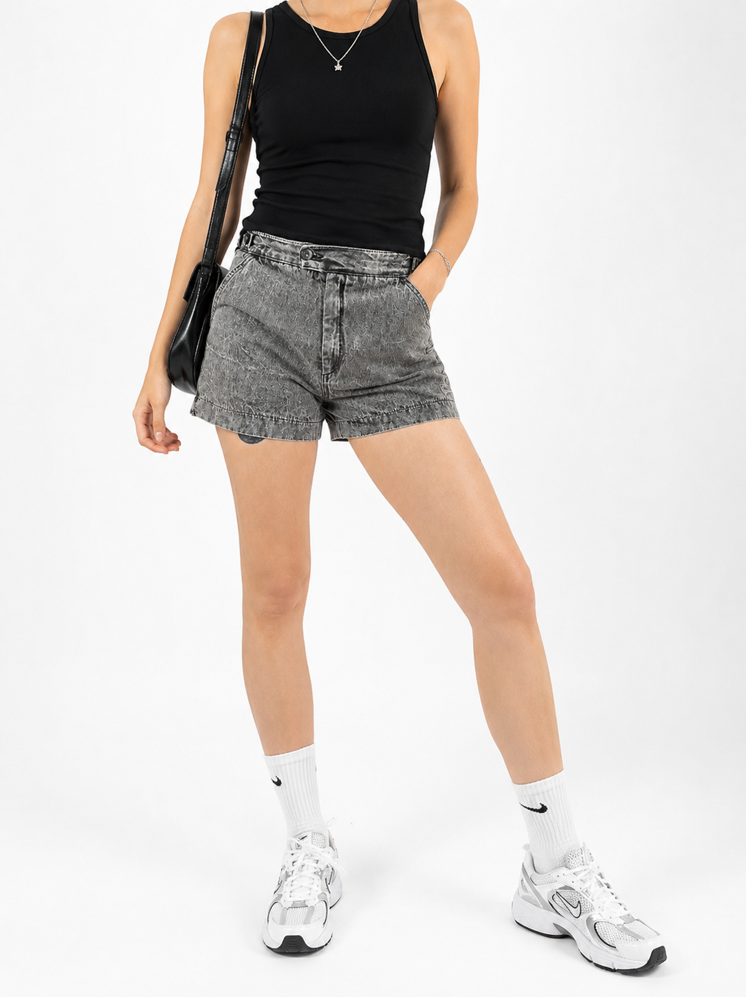 Short jean Nike gris délavé vintage