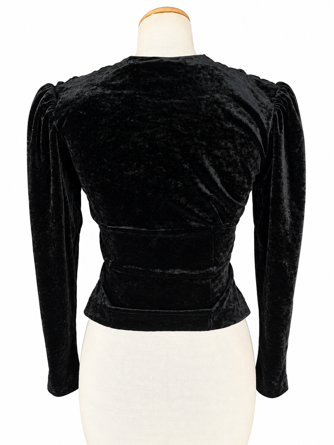 Haut noir vintage velours froncé