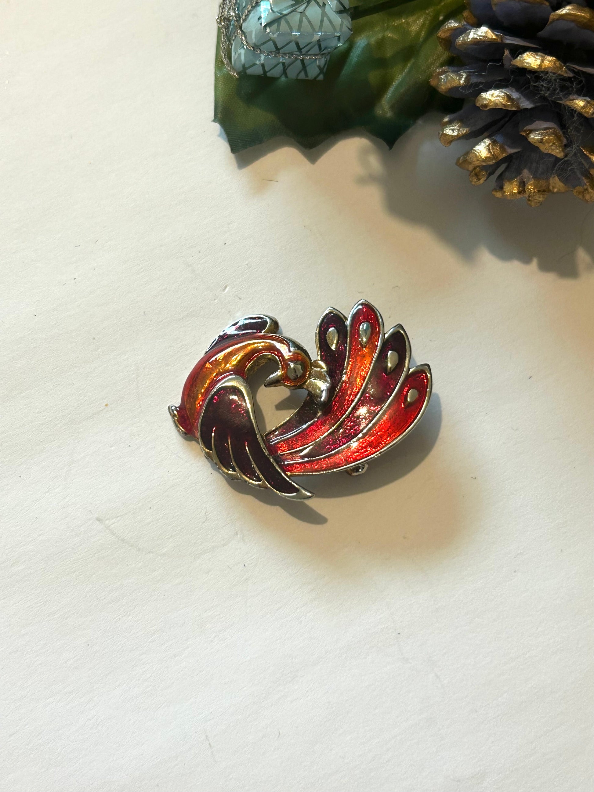 Broche paon vintage émaillée 80 la friperie vintage 25