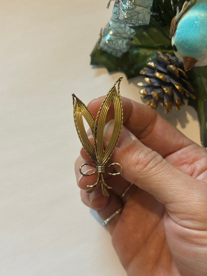 Broche vintage feuille dorée à l’or fin la friperie vintage 25