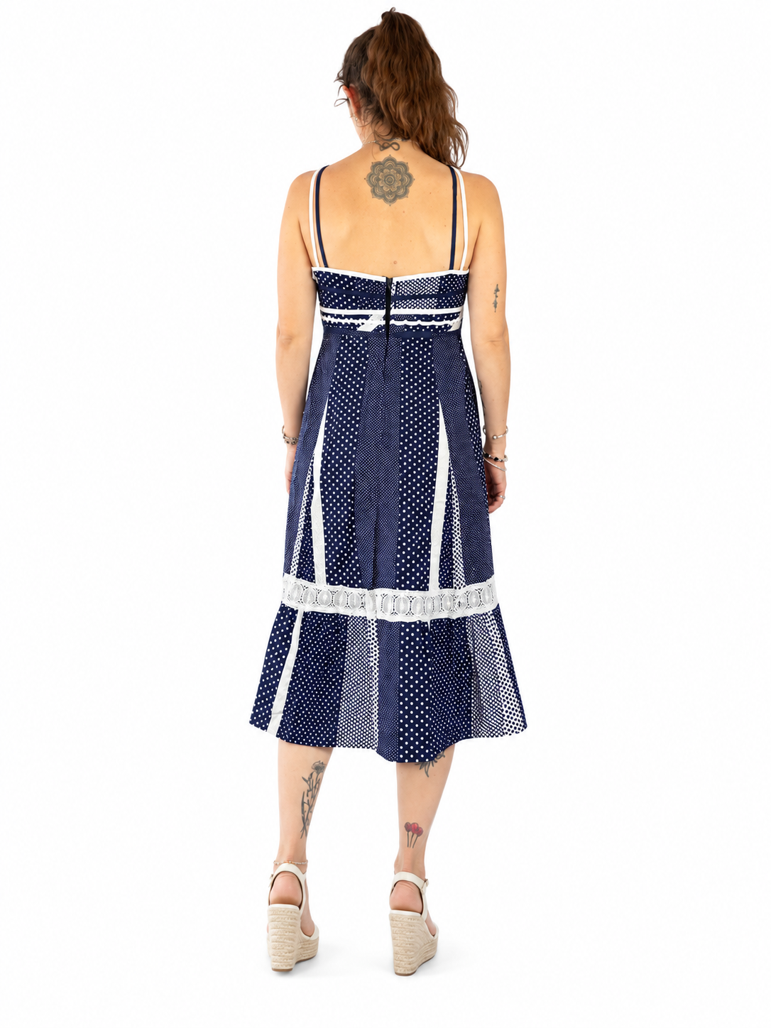 Robe vintage 70 bleu à pois