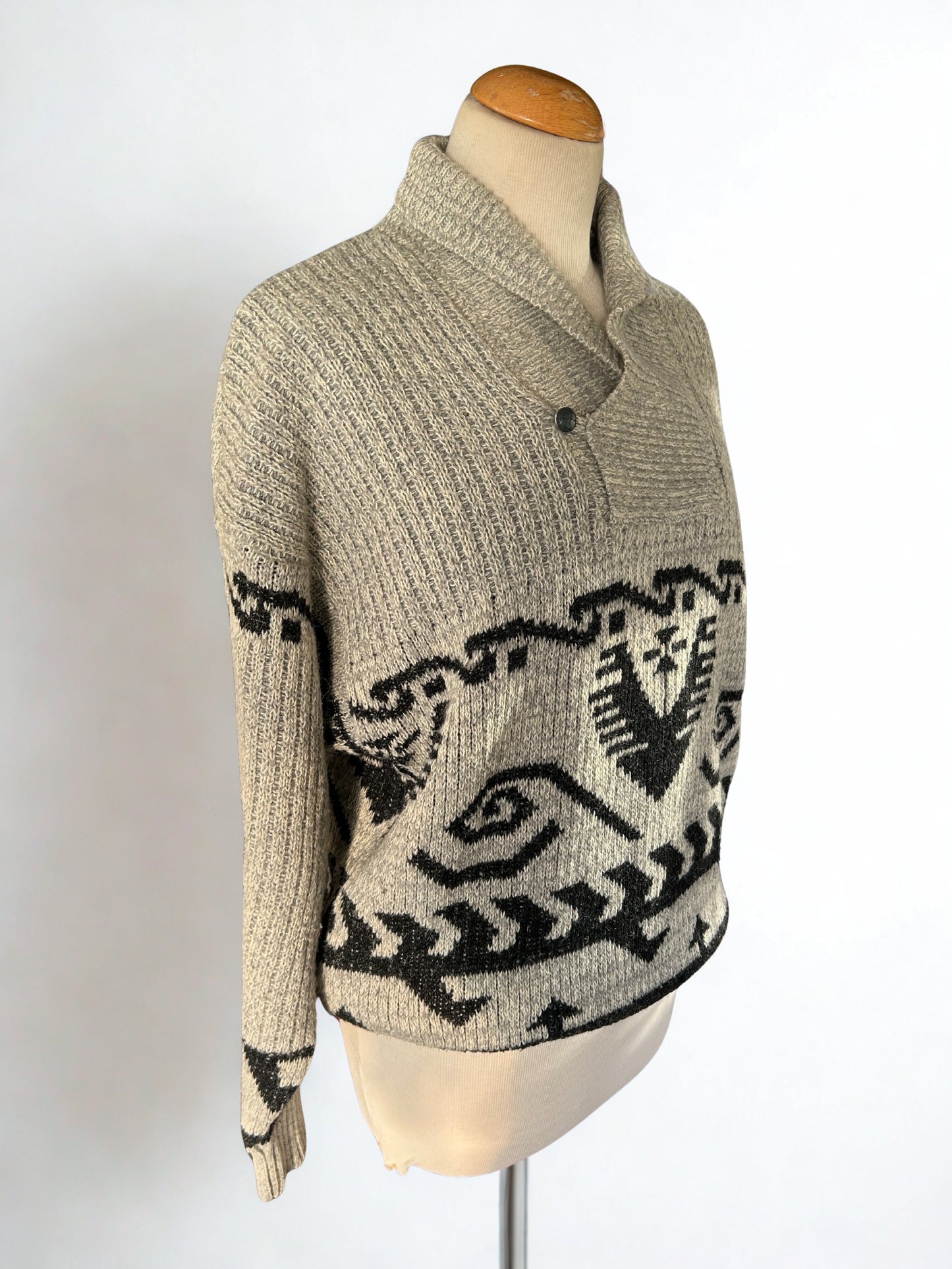 Pull vintage col châle motifs ethnique mixte la friperie vintage 25