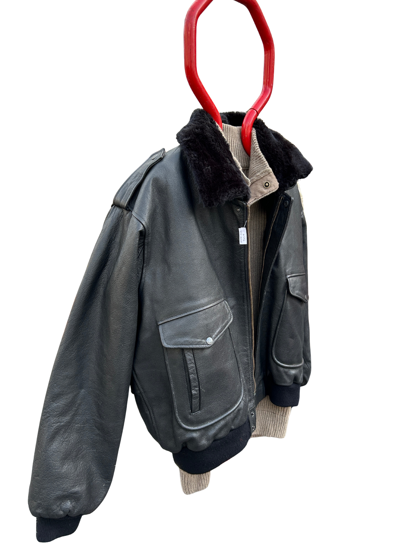 Blouson aviateur vintage cuir noir doublure amovible