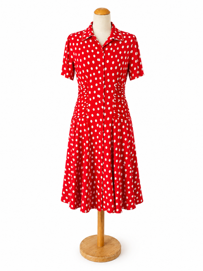 Robe vintage Louis Féraud rouge à pois
