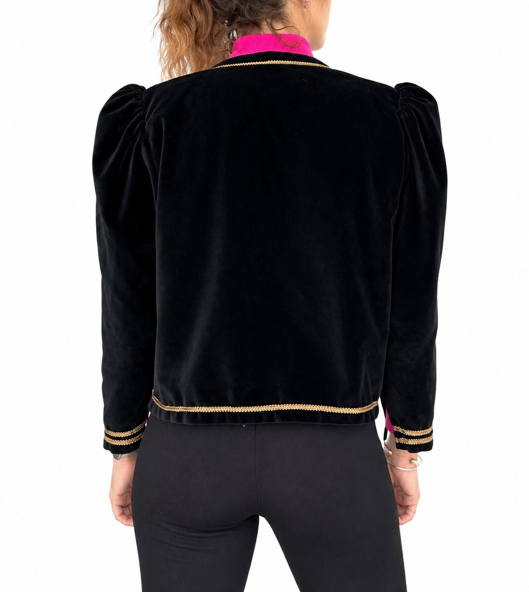 Veste vintage noire velours boutons dorés