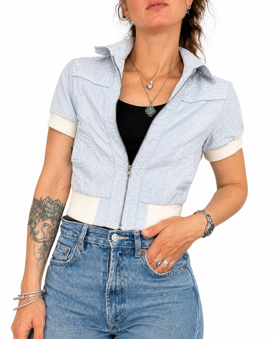 Veste courte rayée y2k