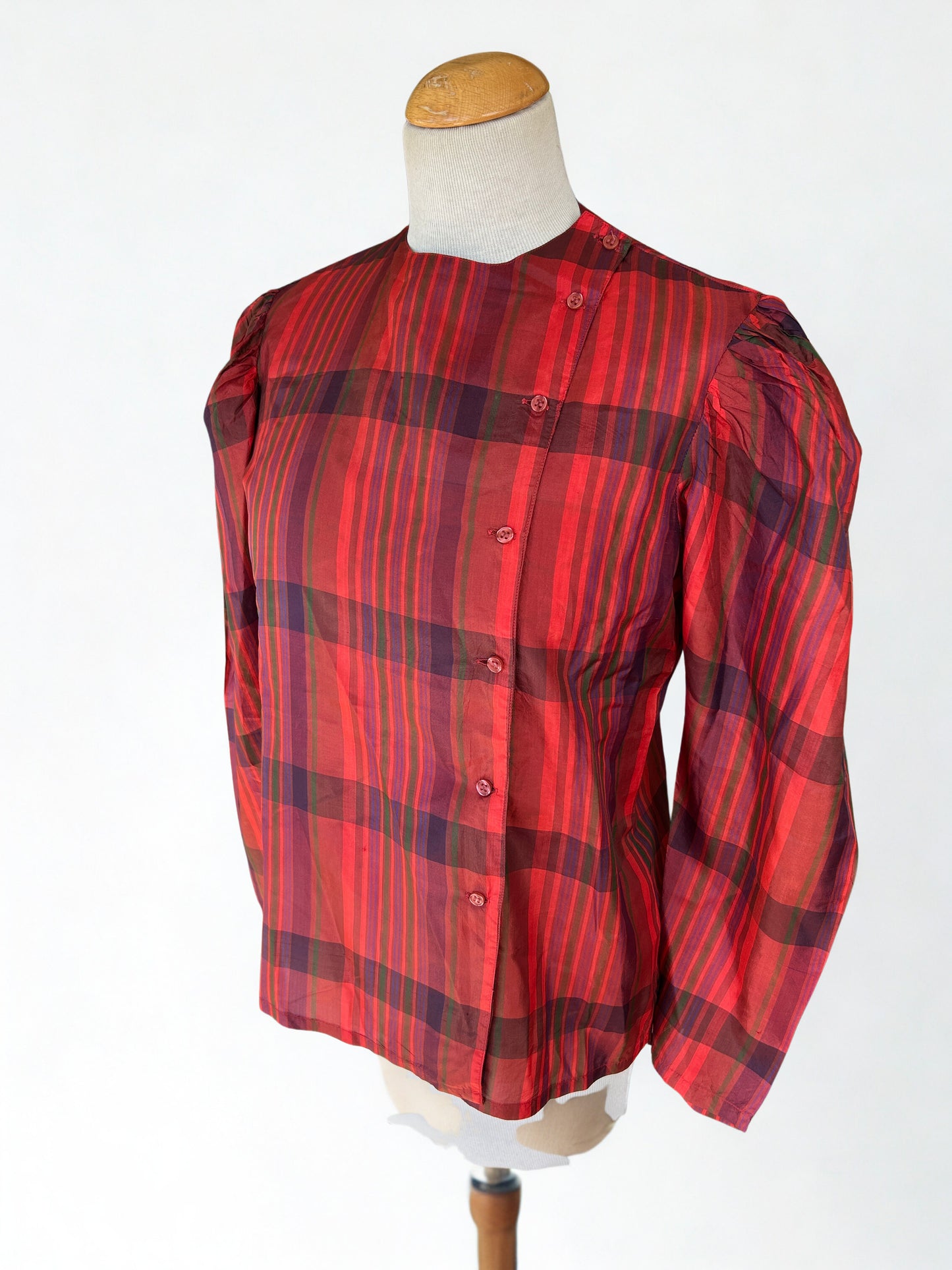 Blouse René Derhy en soie à carreaux