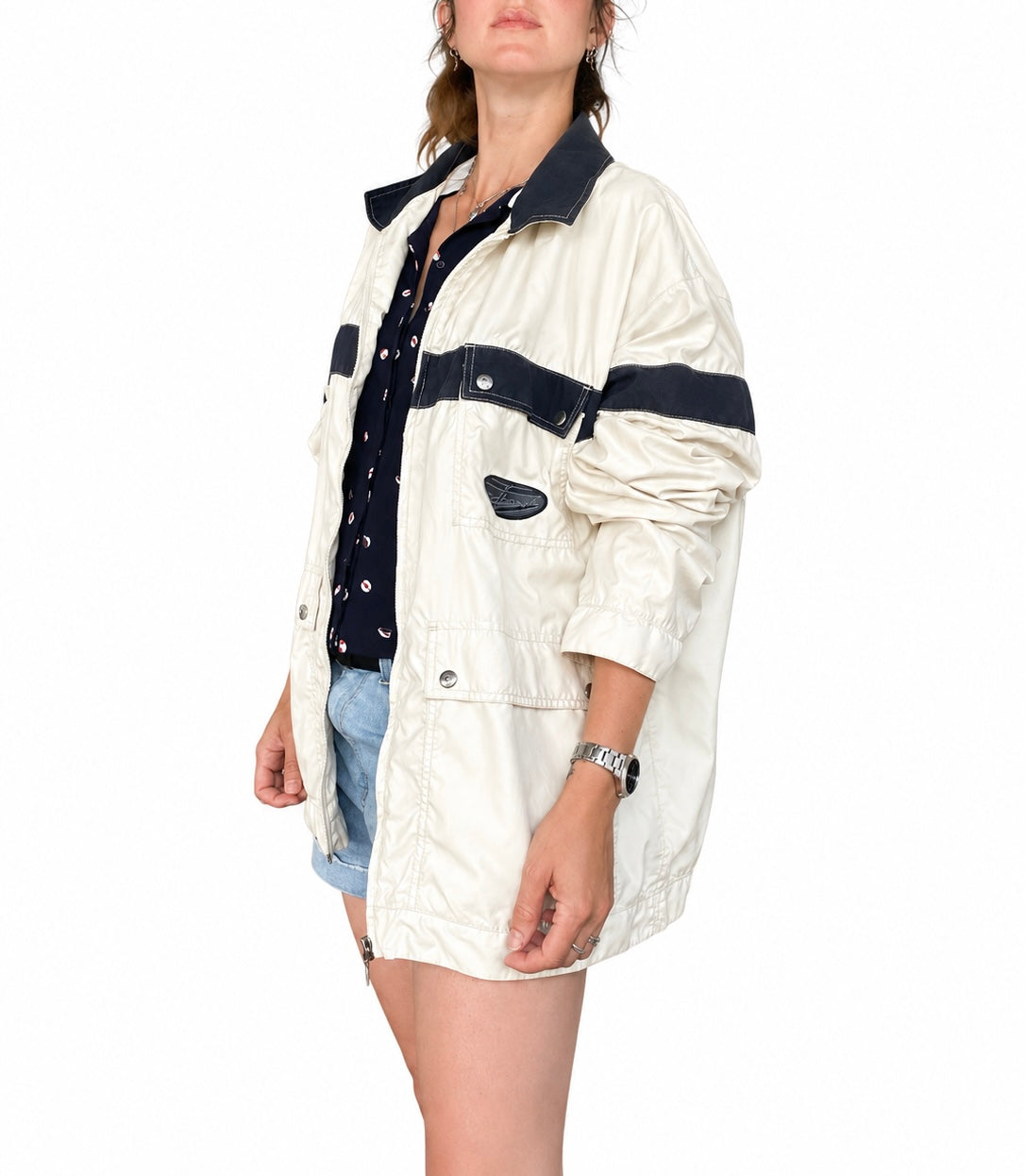 Veste Oxbow vintage bleu et blanche