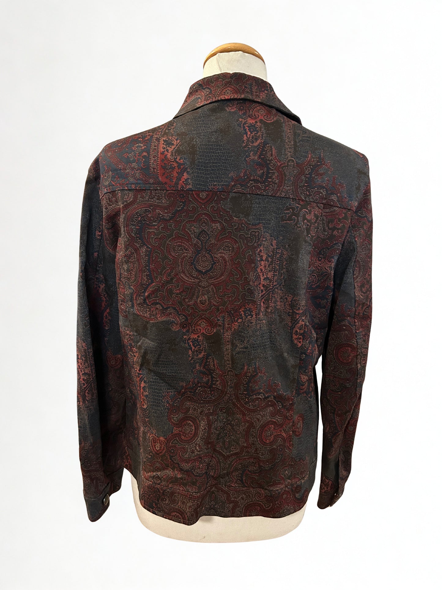Veste vintage motifs cachemire bordeaux
