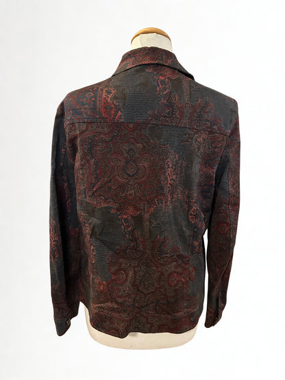Veste vintage motifs cachemire bordeaux