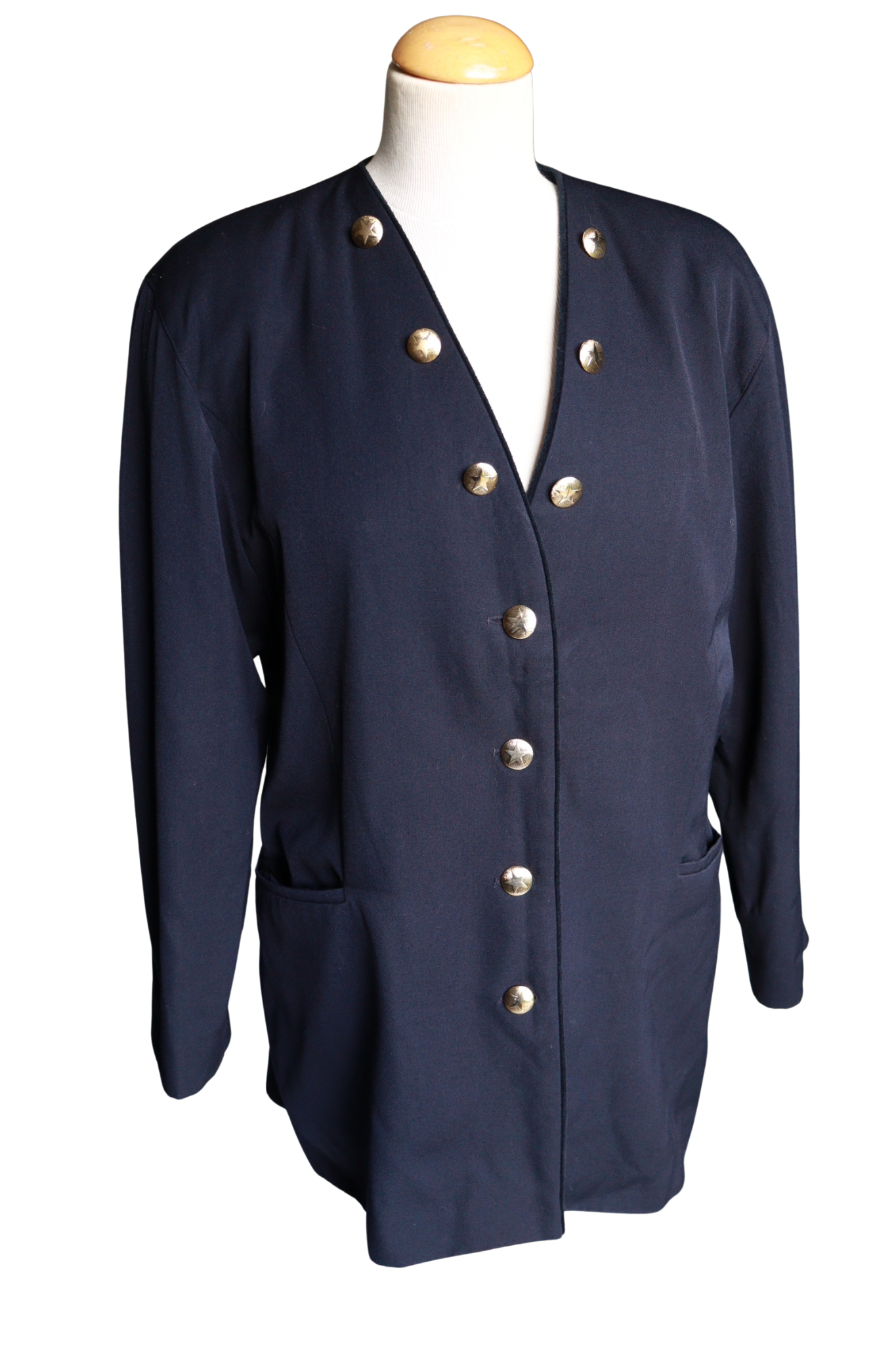 Veste longue Laurèl bleu marine laine la friperie vintage 25