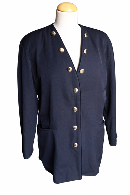 Veste longue Laurèl bleu marine laine la friperie vintage 25
