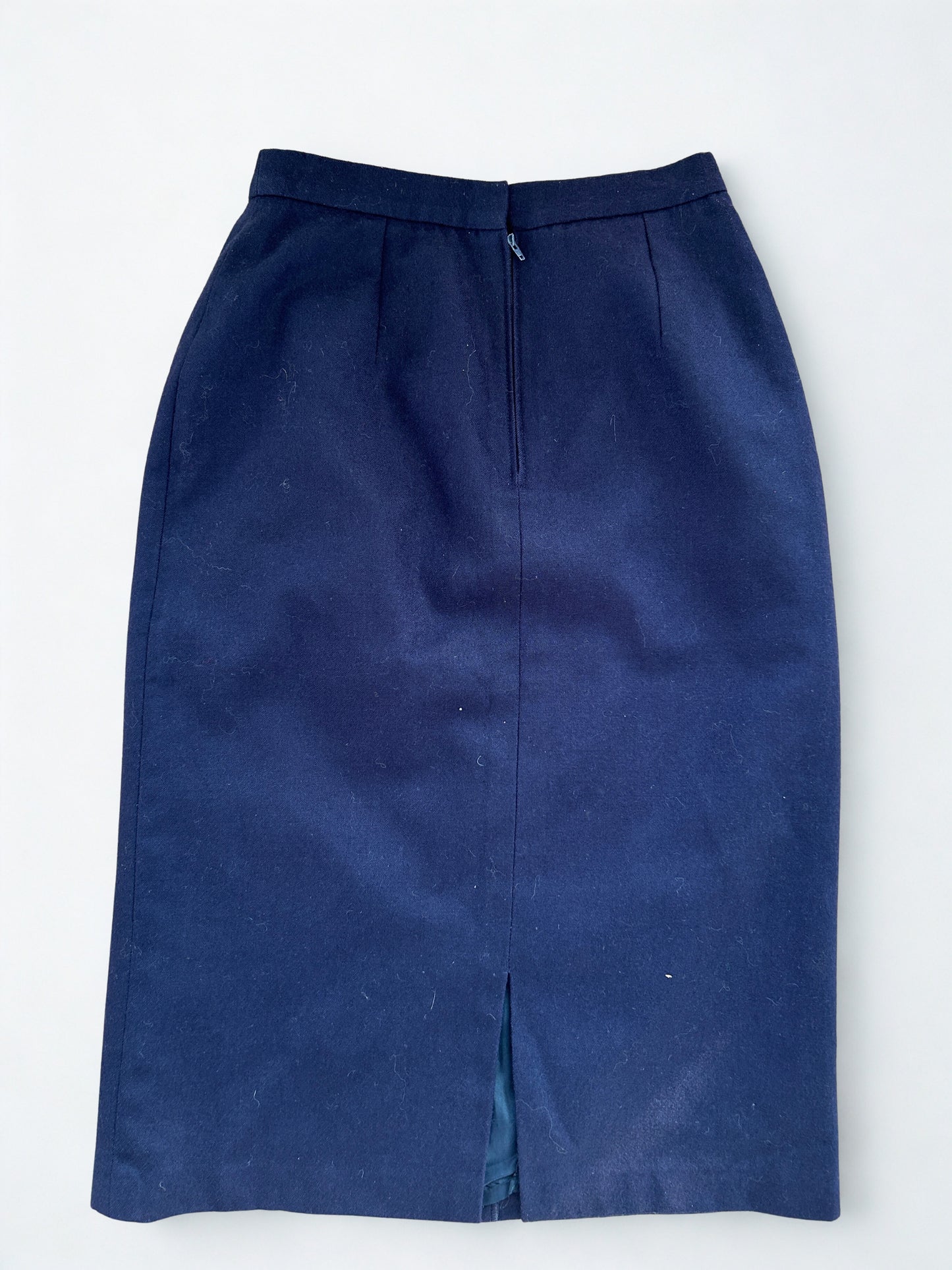Jupe vintage pure laine bleu marine