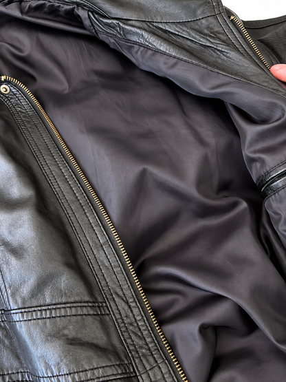 Blouson bomber vintage cuir noir