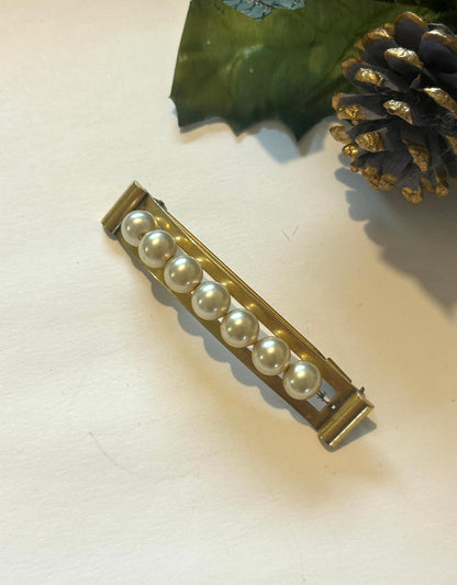 Broche vintage perles nacrées metal doré années 60 la friperie vintage 25