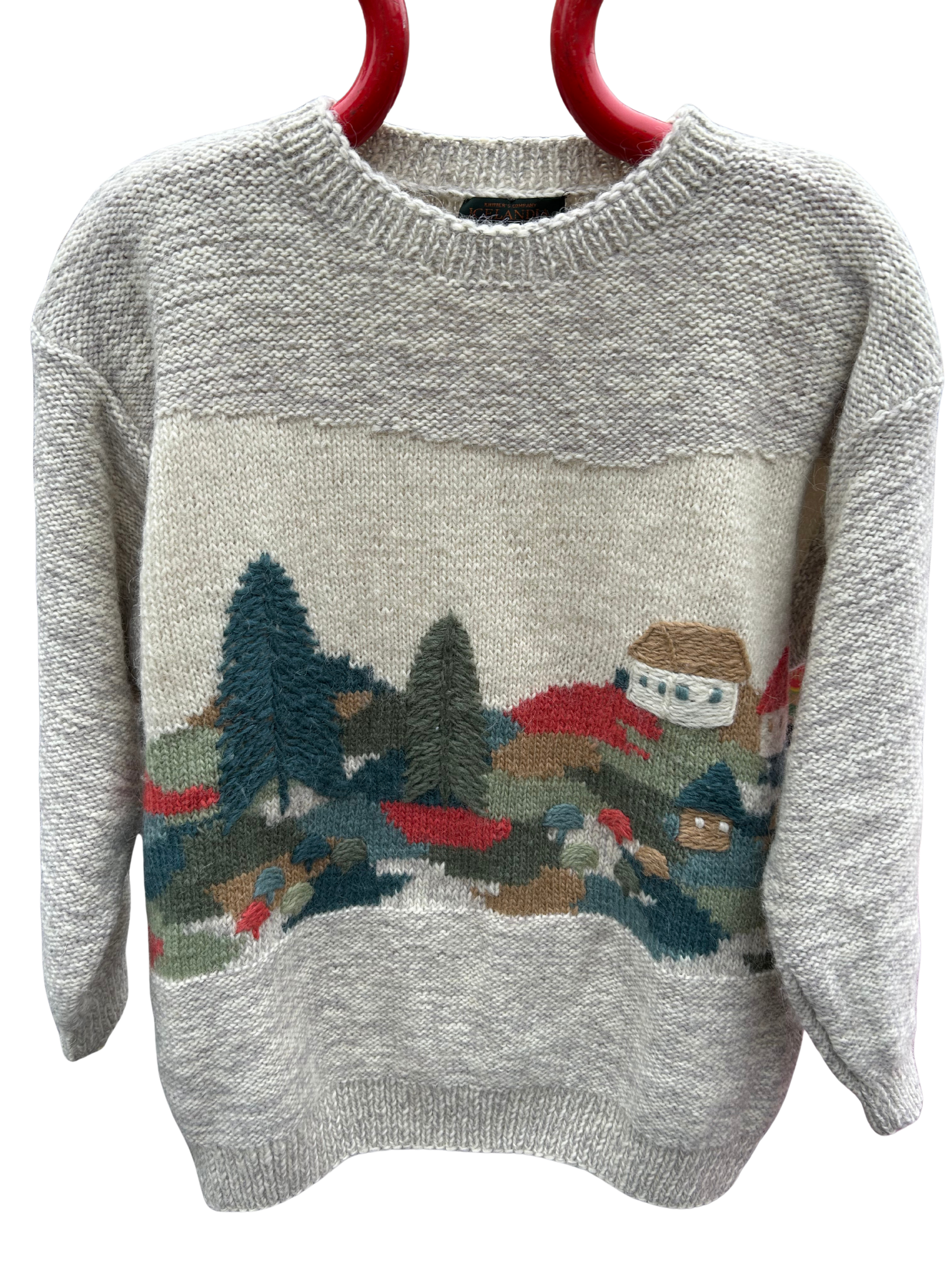 Pull vintage brodé pure laine la friperie vintage 25