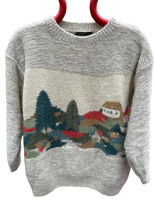 Pull vintage brodé pure laine la friperie vintage 25