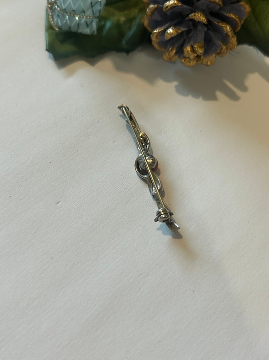 Broche Art Déco argent 855 & cabochon corail la friperie vintage 25