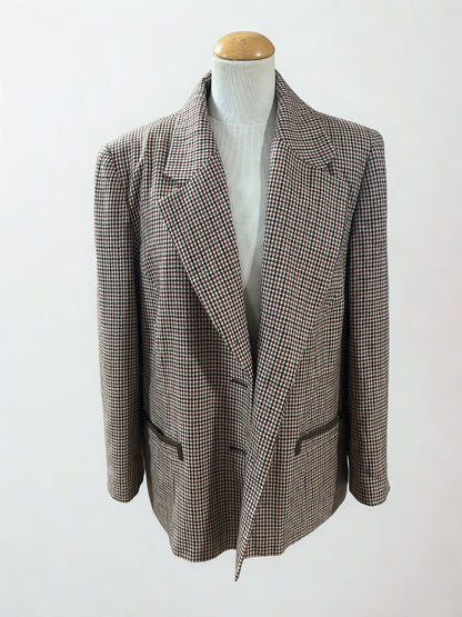 Blazer vintage laine pied de poule marron