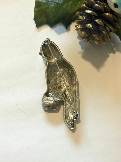 Broche vintage perroquet argenté la friperie vintage 25