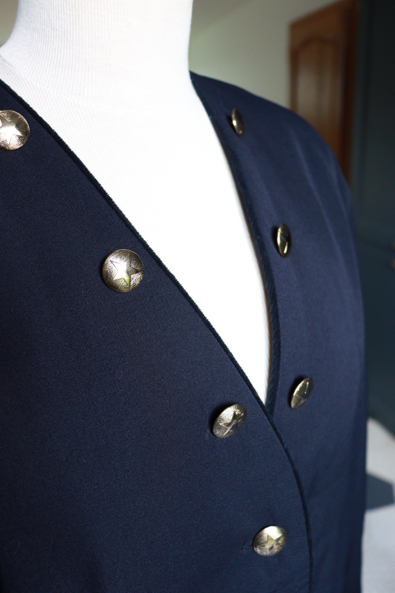 Veste longue Laurèl bleu marine laine la friperie vintage 25