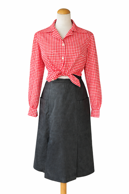 Jupe vintage en cuir noir La Squadra – Made in Italy