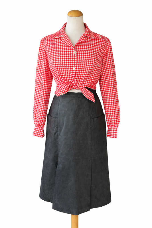 Jupe vintage en cuir noir La Squadra – Made in Italy