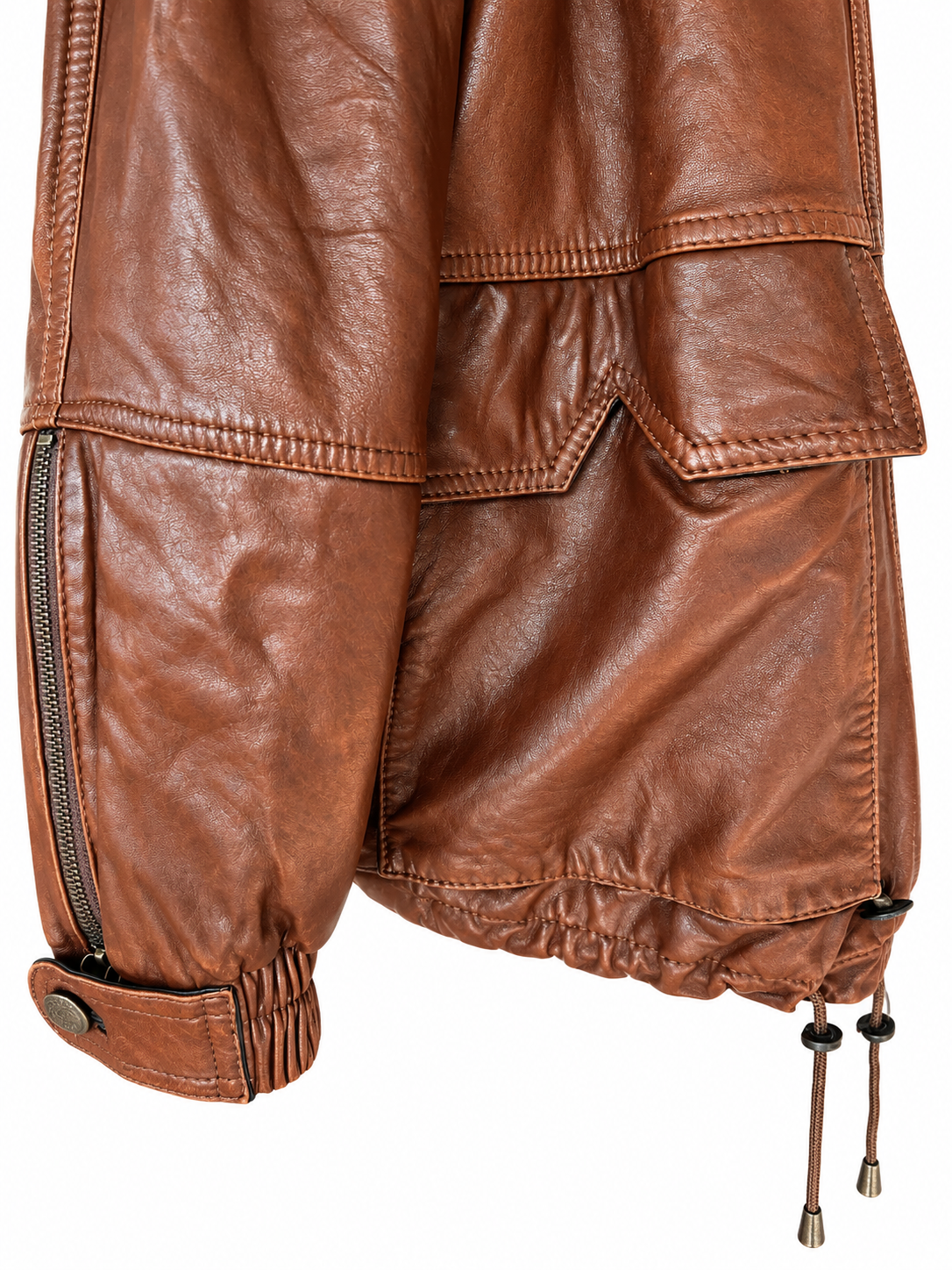 Veste en cuir vintage marron oversize