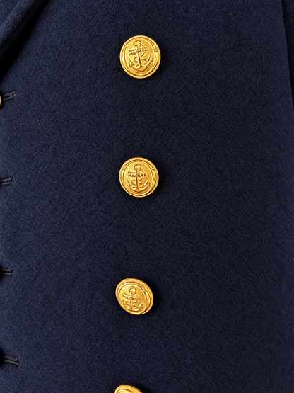 Manteau long vintage de marin bleu marine