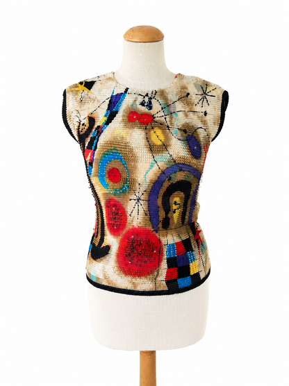 Top plissé motifs abstraits
