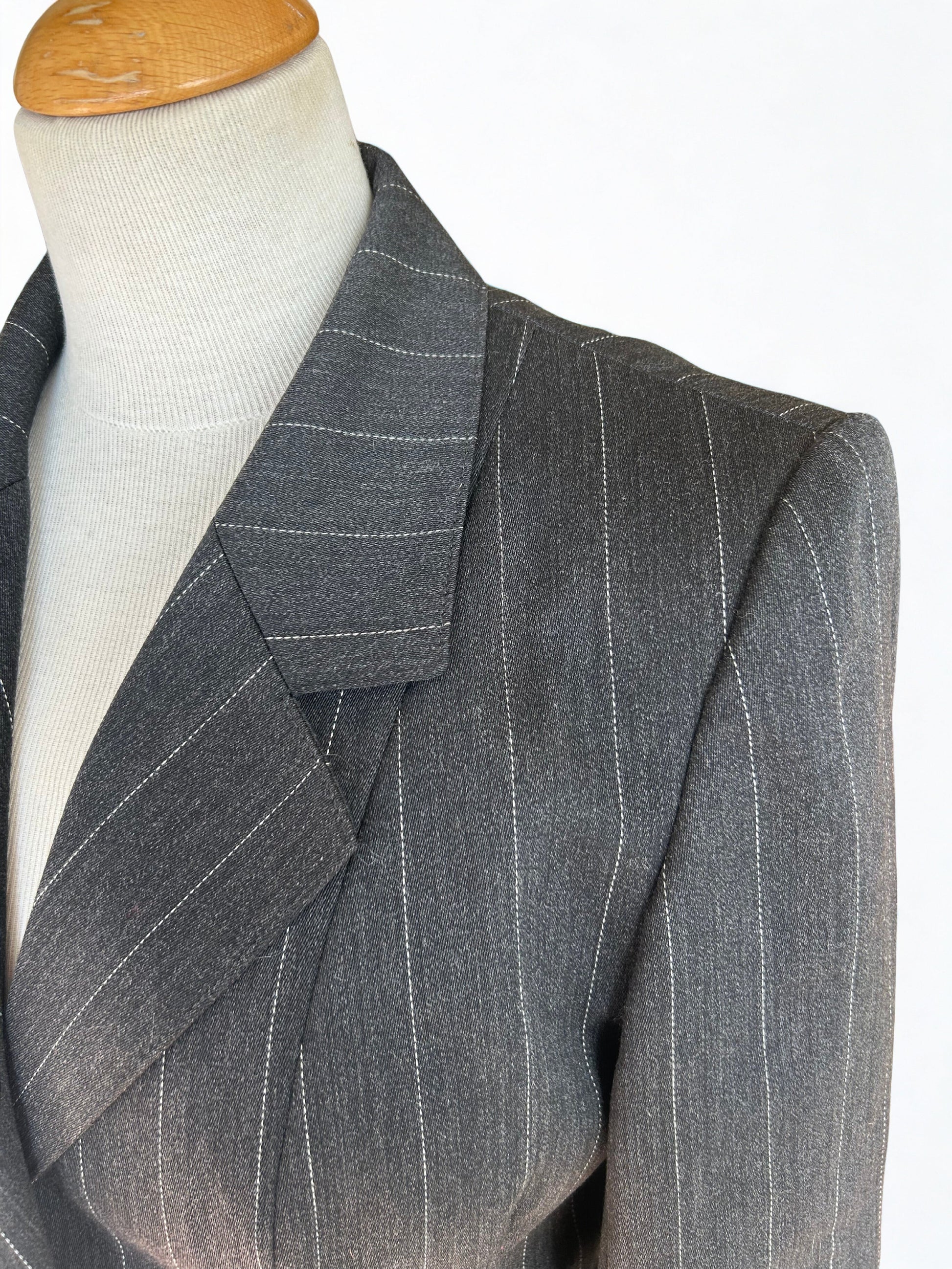 Veste blazer vintage gris à rayures la friperie vintage 25