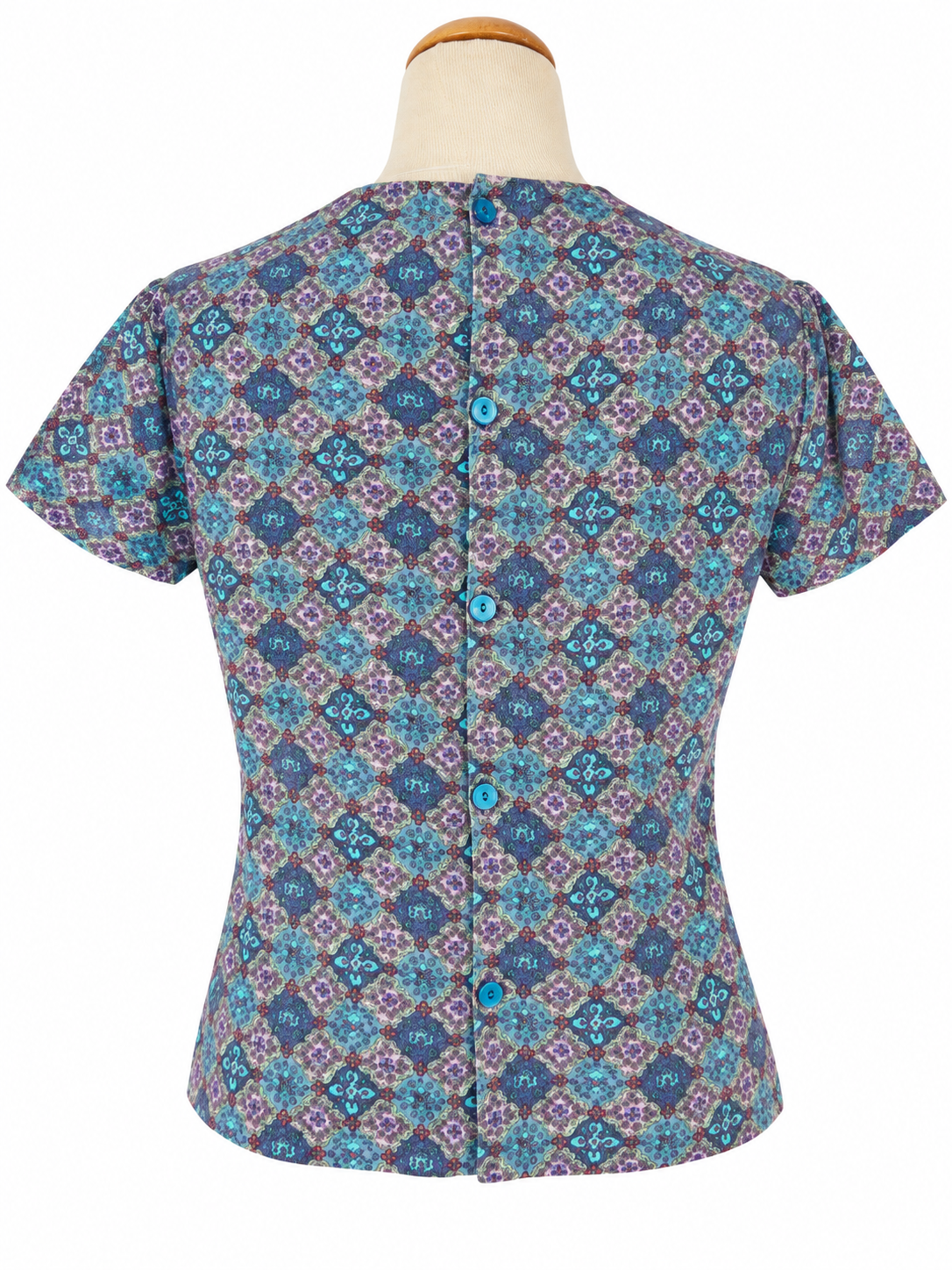 Top vintage velours côtelé motifs