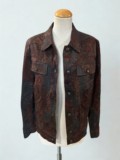 Veste vintage motifs cachemire bordeaux