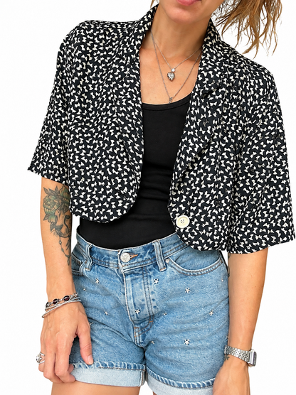 Veste courte légère vintage motif noeuds
