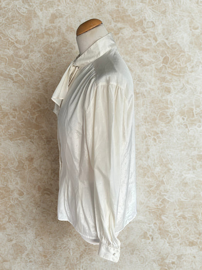 Chemisier lavallière blanc satiné la friperie vintage 25