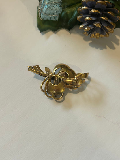 Broche vintage noeud doré graphique la friperie vintage 25