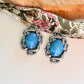 Paire de boucle d'oreille clips vintage bleu et serpents argenté