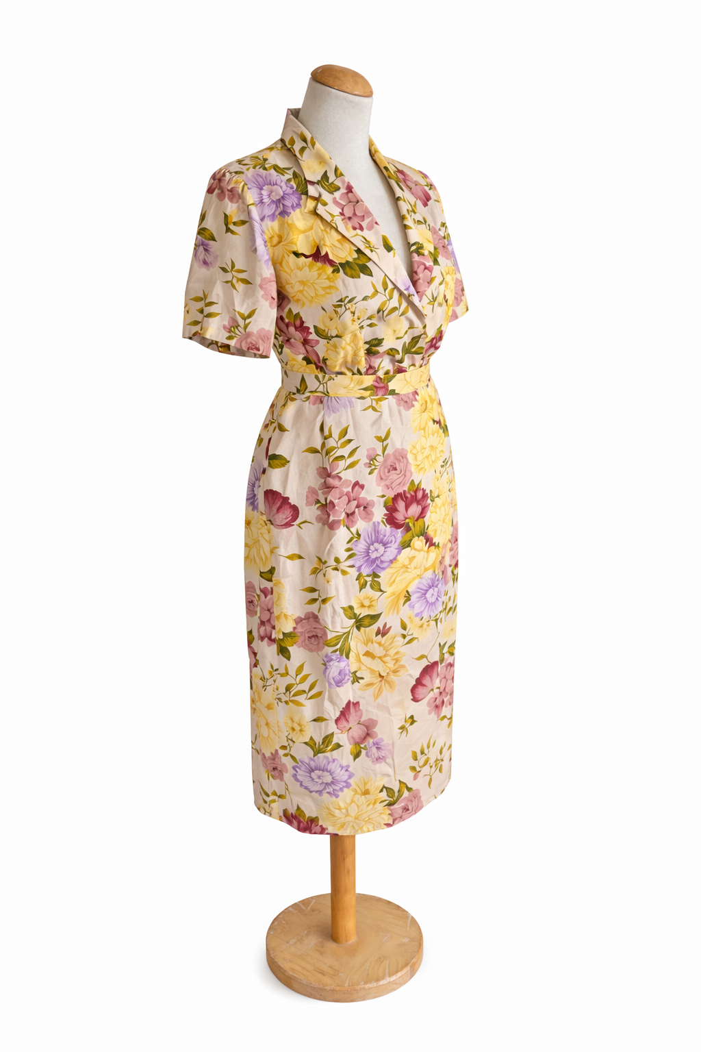 Tailleur vintage Gérard Darel – Ensemble jupe & chemisier fleuri pastel 100% coton – Taille 44