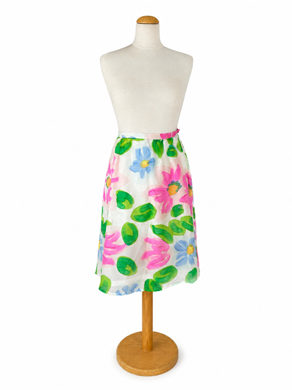 Jupe vintage en soie imprimé floral