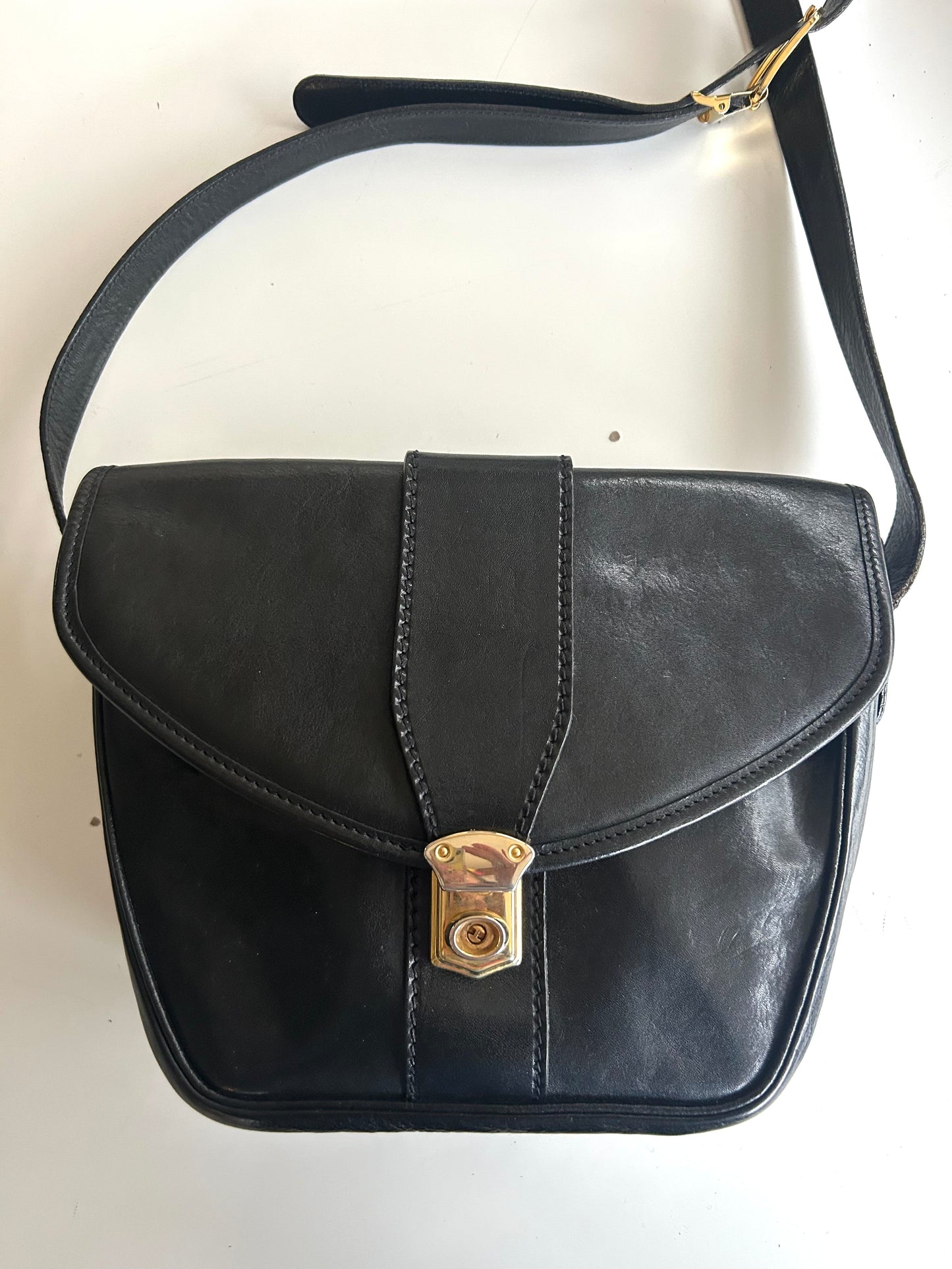 Sac vintage Audouin Paris – cuir noir – Made in France la friperie vintage 25