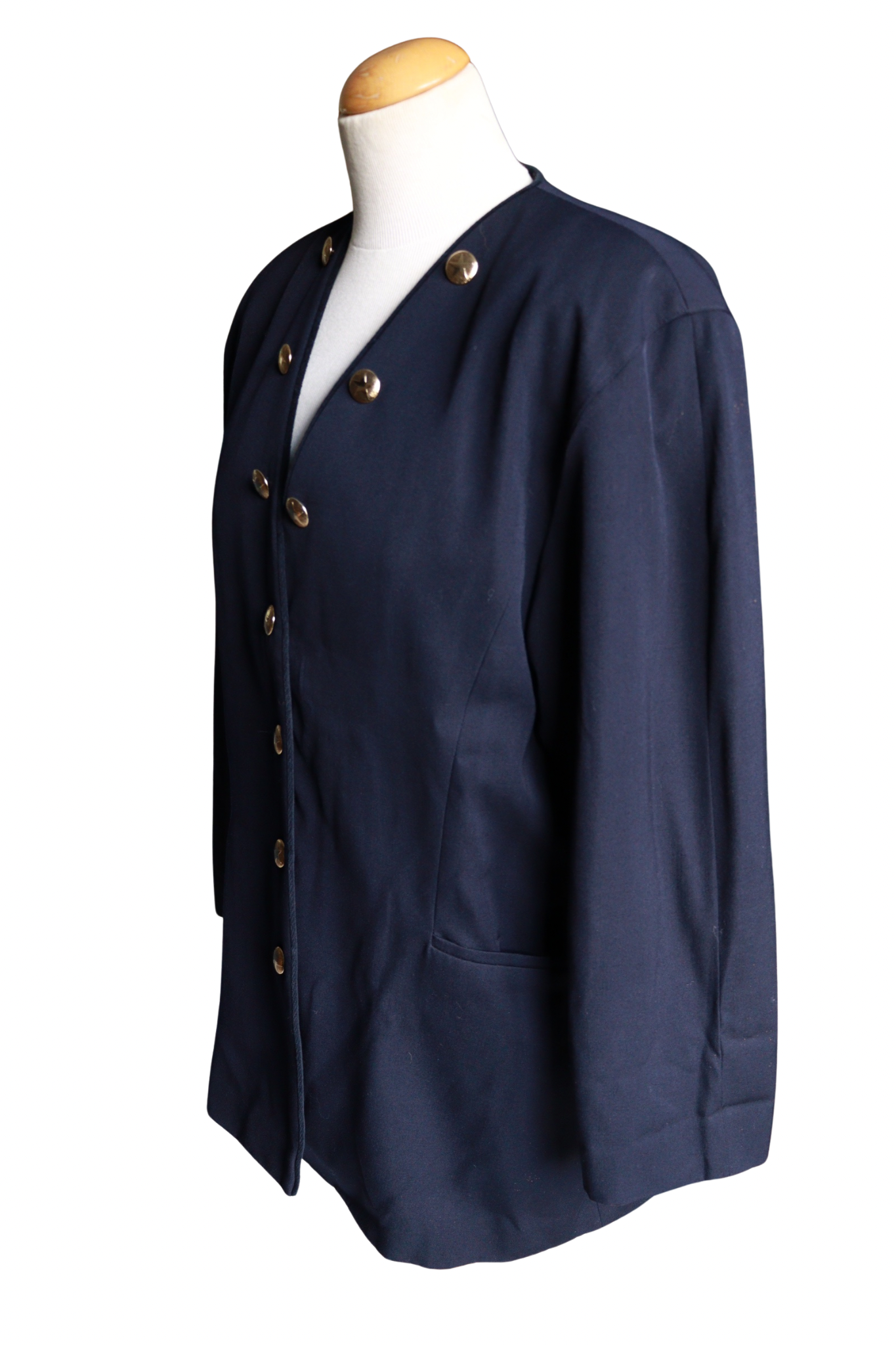 Veste longue Laurèl bleu marine laine la friperie vintage 25