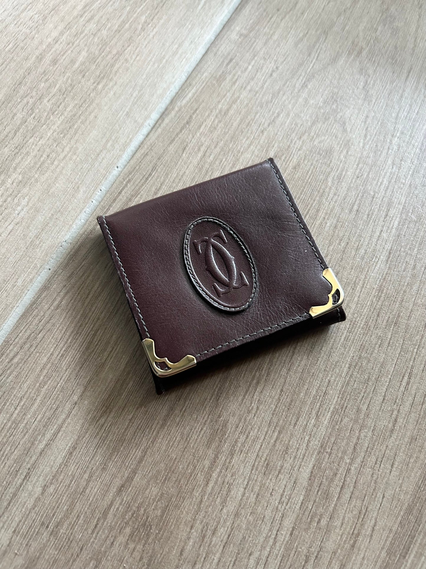 Porte monnaie Cartier vintage cuir Bordeaux la friperie vintage 25