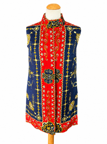Chemisier vintage en soie imprimé foulard
